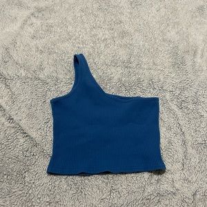 Royal blue, one shoulder, medium, cropped top